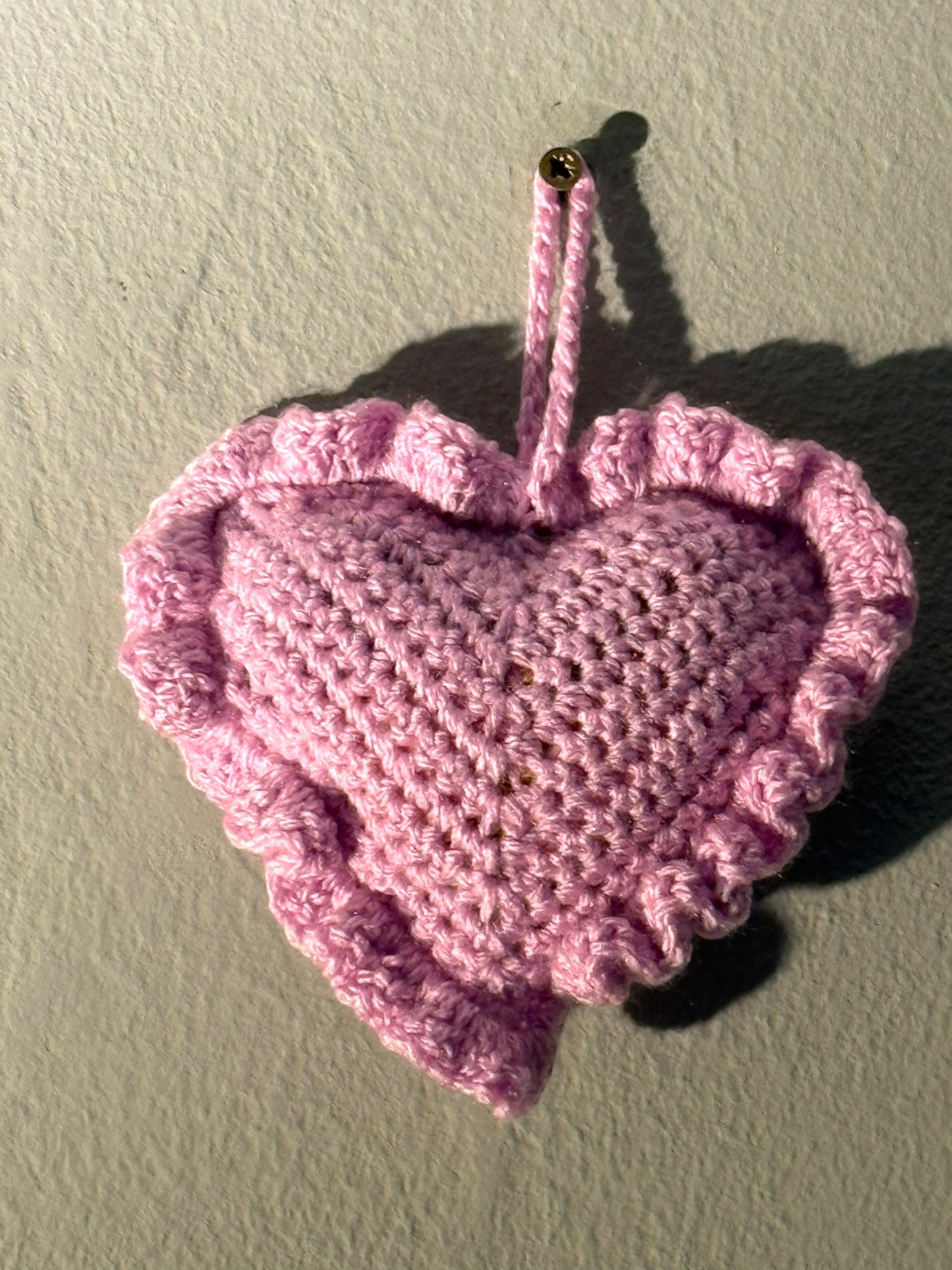 Crochet Hanging Heart - Pink