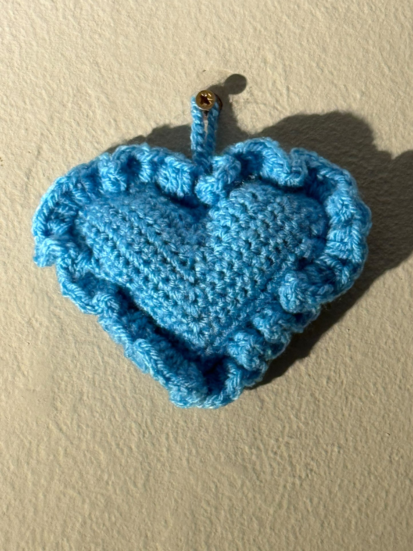 Crochet Hanging Heart - Blue