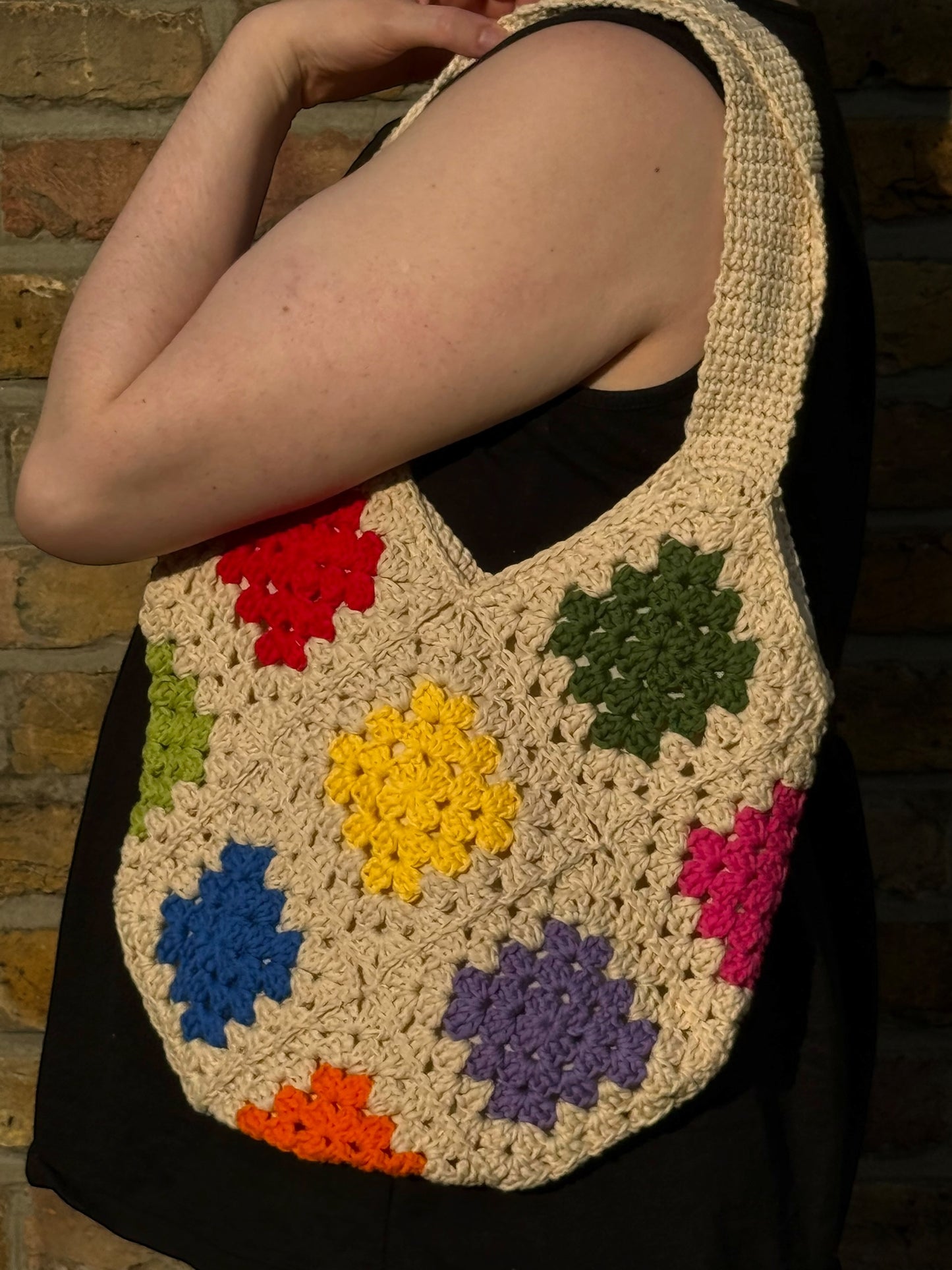 Crochet Tote Bag - Paint Tiles Option 1