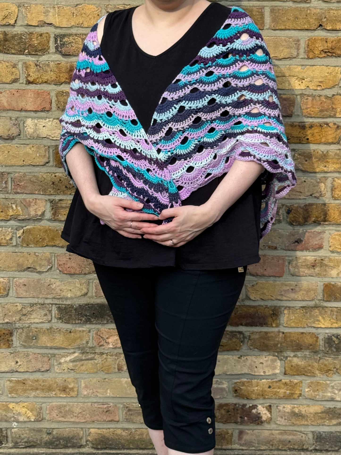 Crochet Virus Shawl - Blue and Purple