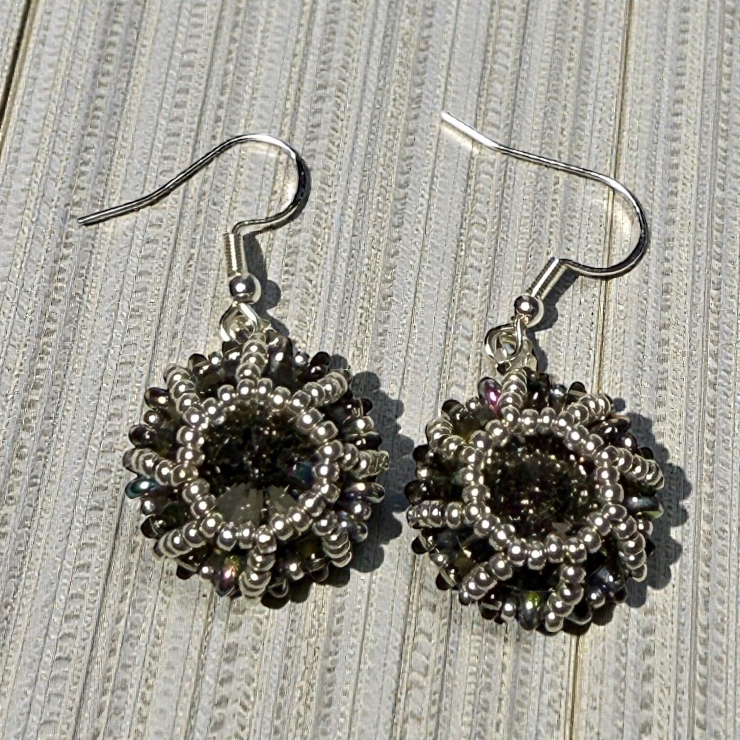 Limited Edition Swirly Earrings Silver and Black