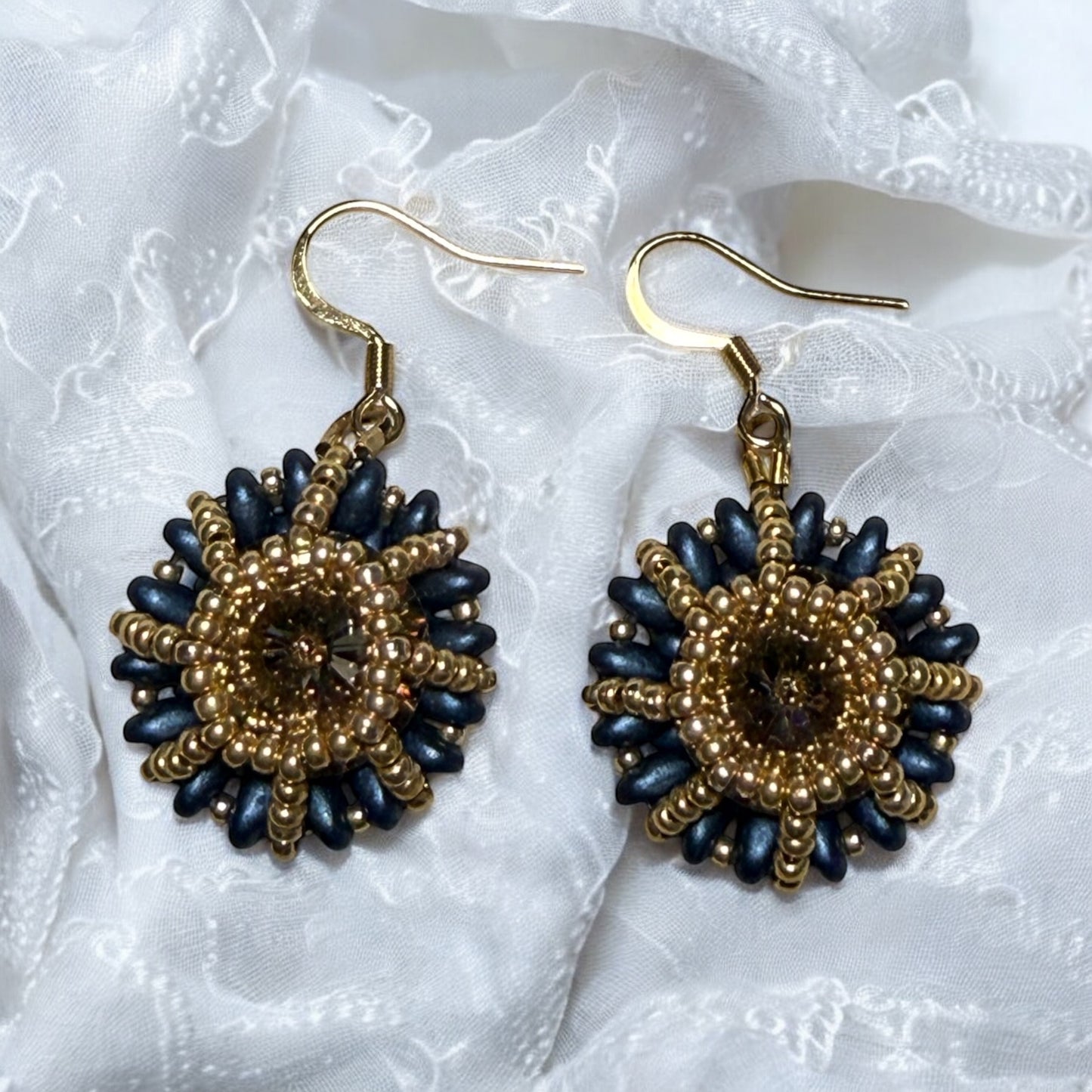 Limited Edition Swirly Earrings Blue and Gold