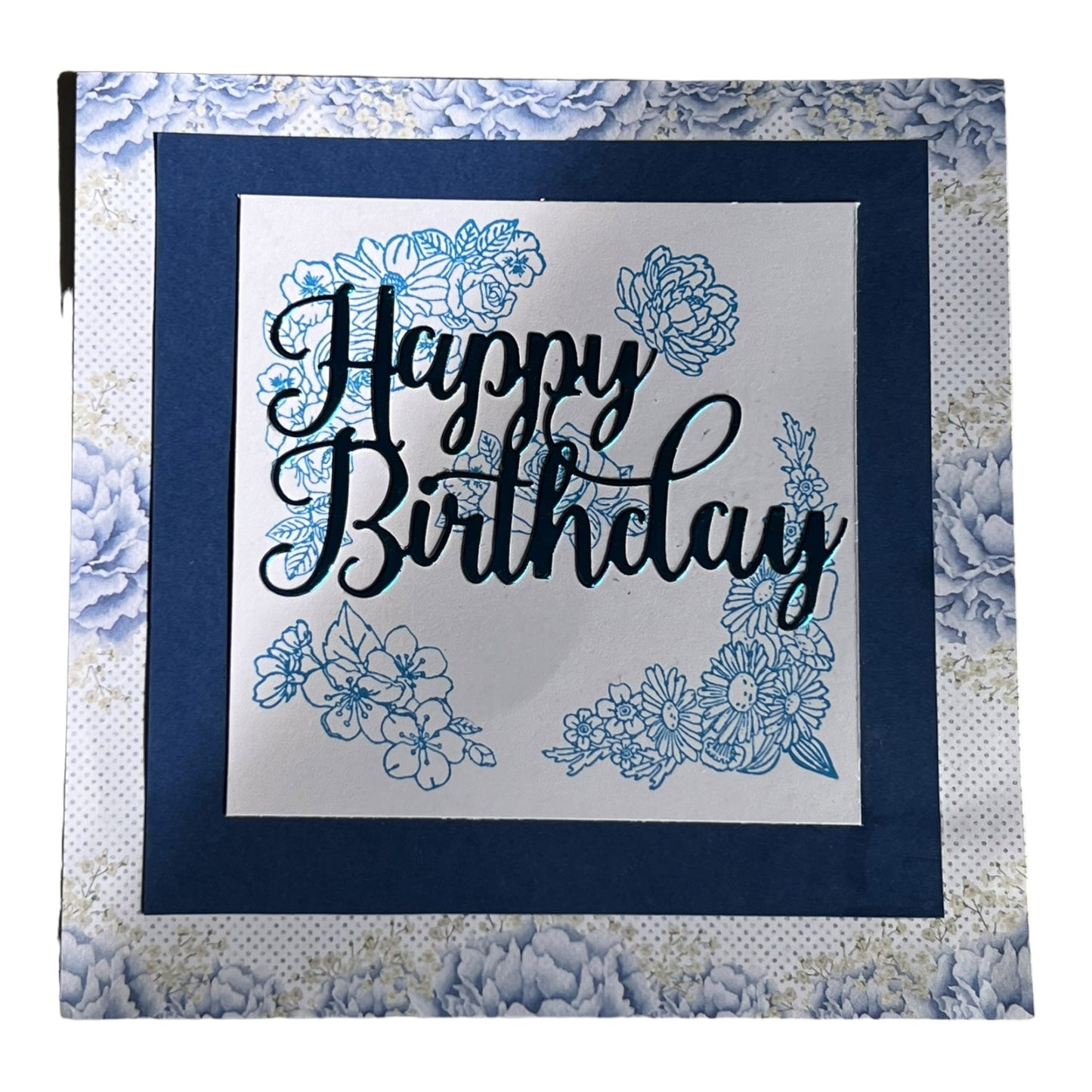 Blue Floral Birthday Card