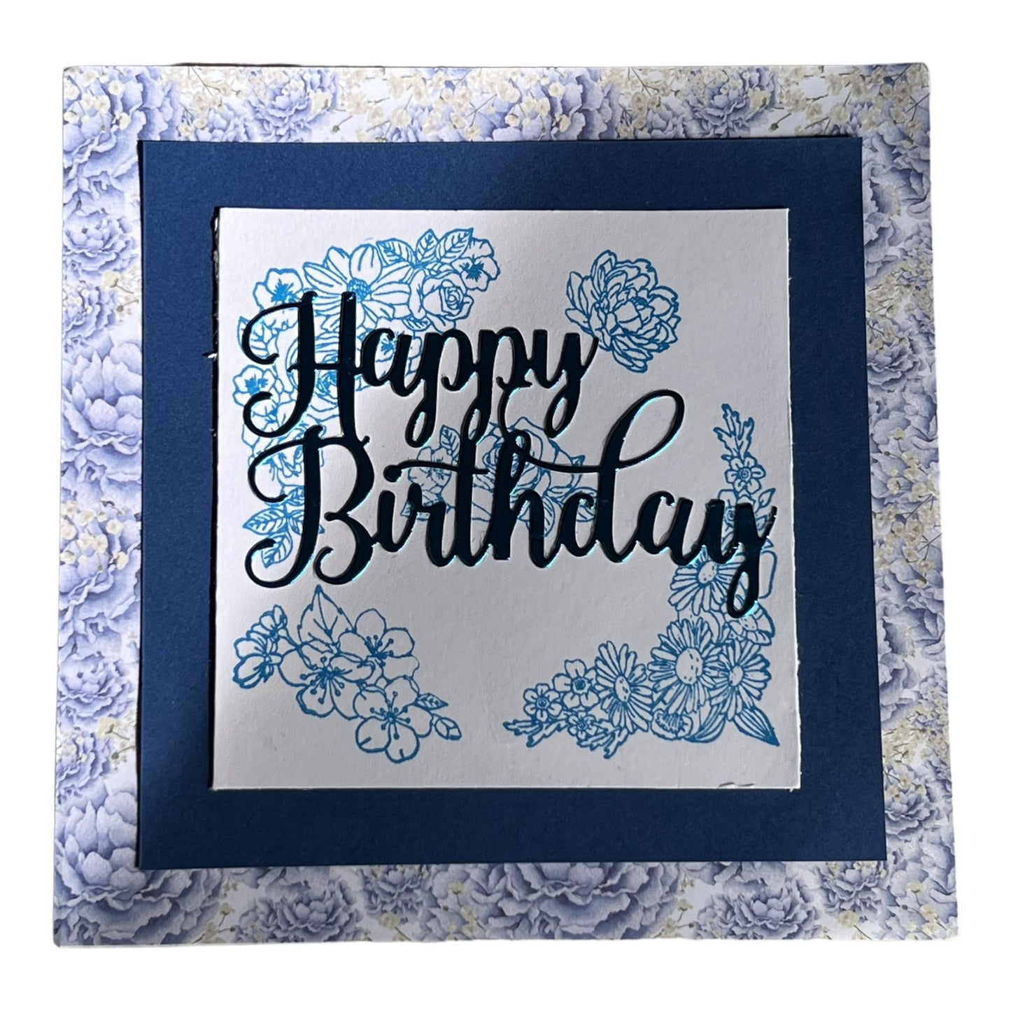 Blue Floral Birthday Card