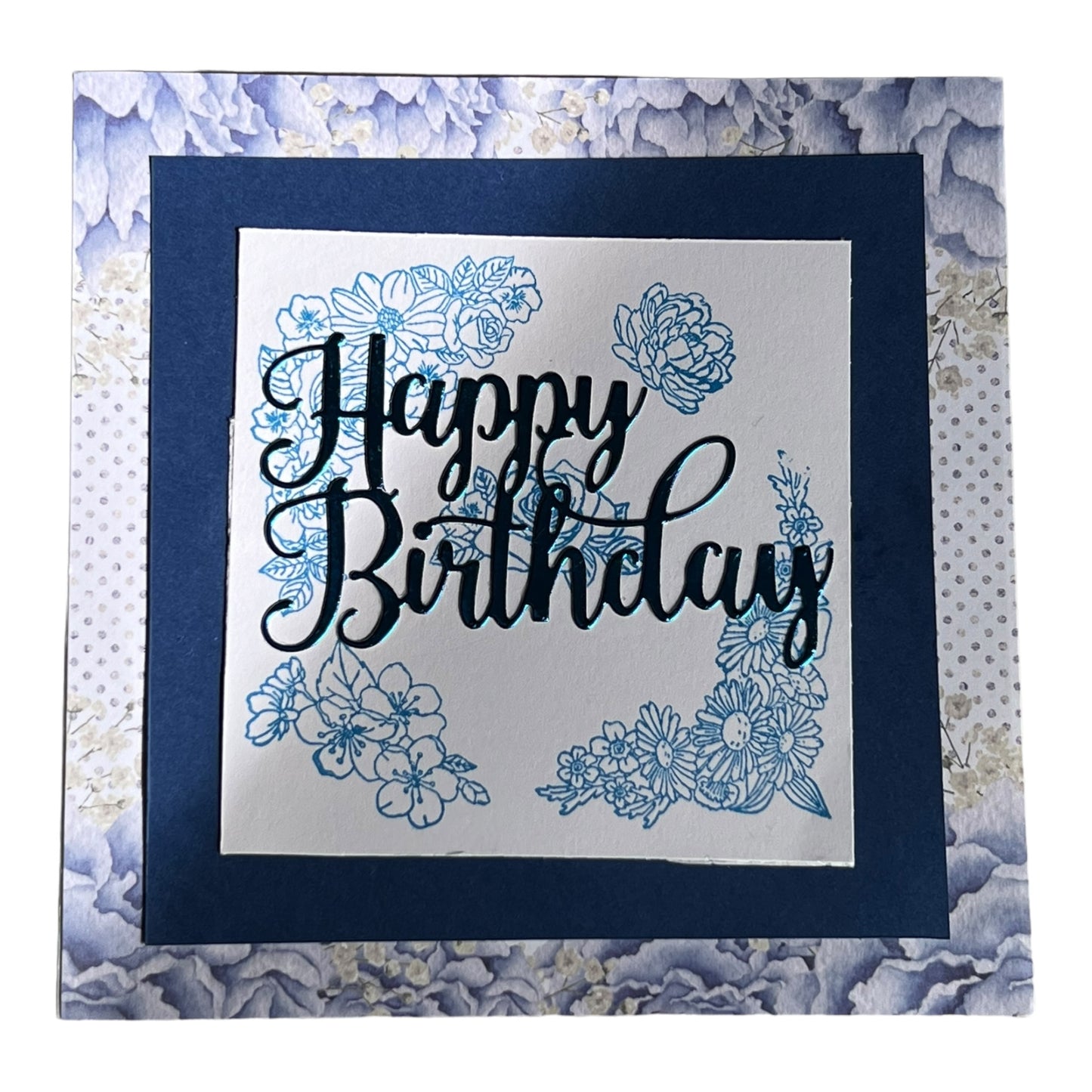 Blue Floral Birthday Card