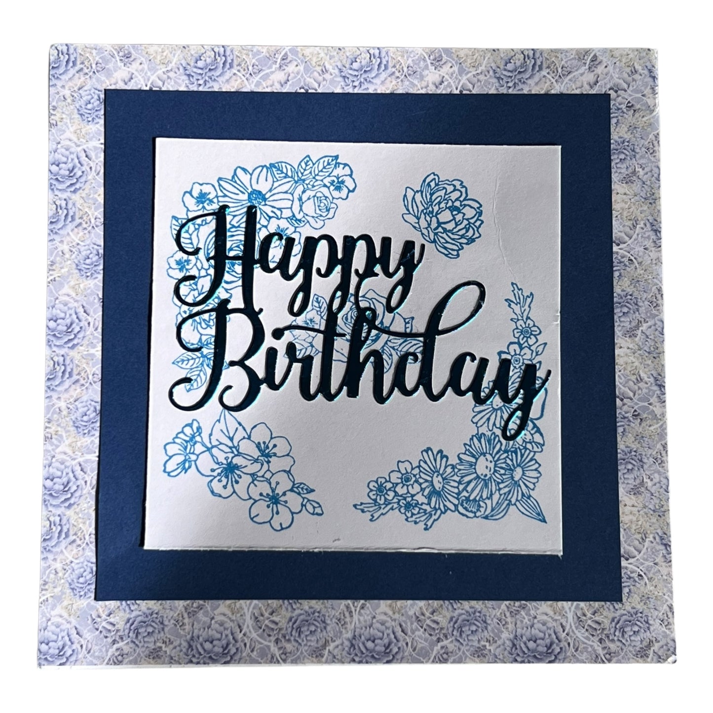 Blue Floral Birthday Card