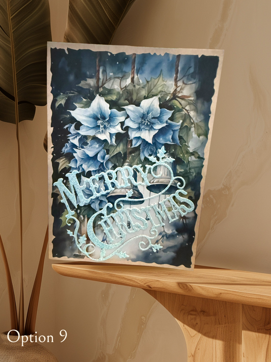 6x4 Blue Traditional Christmas Cards