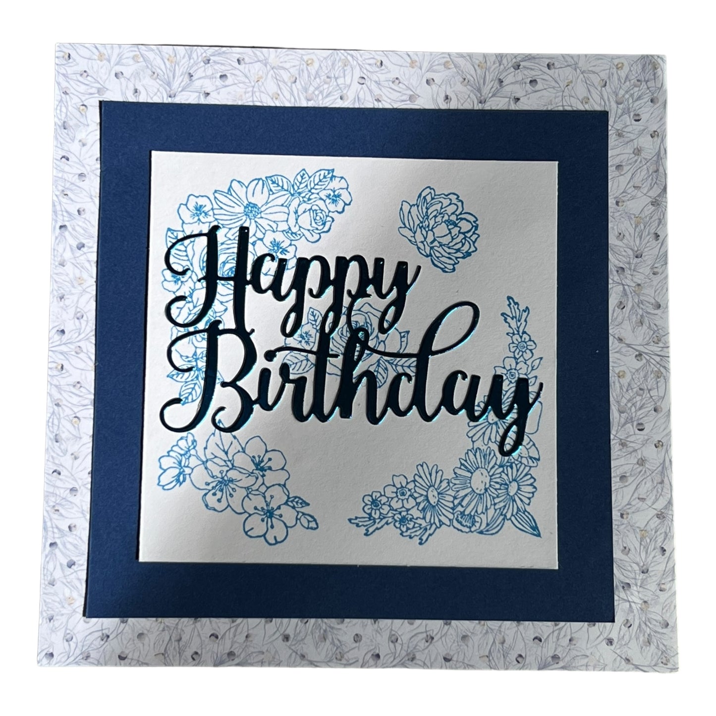 Blue Floral Birthday Card