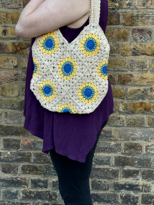 Crochet Tote Bag - Pastel Sunburst