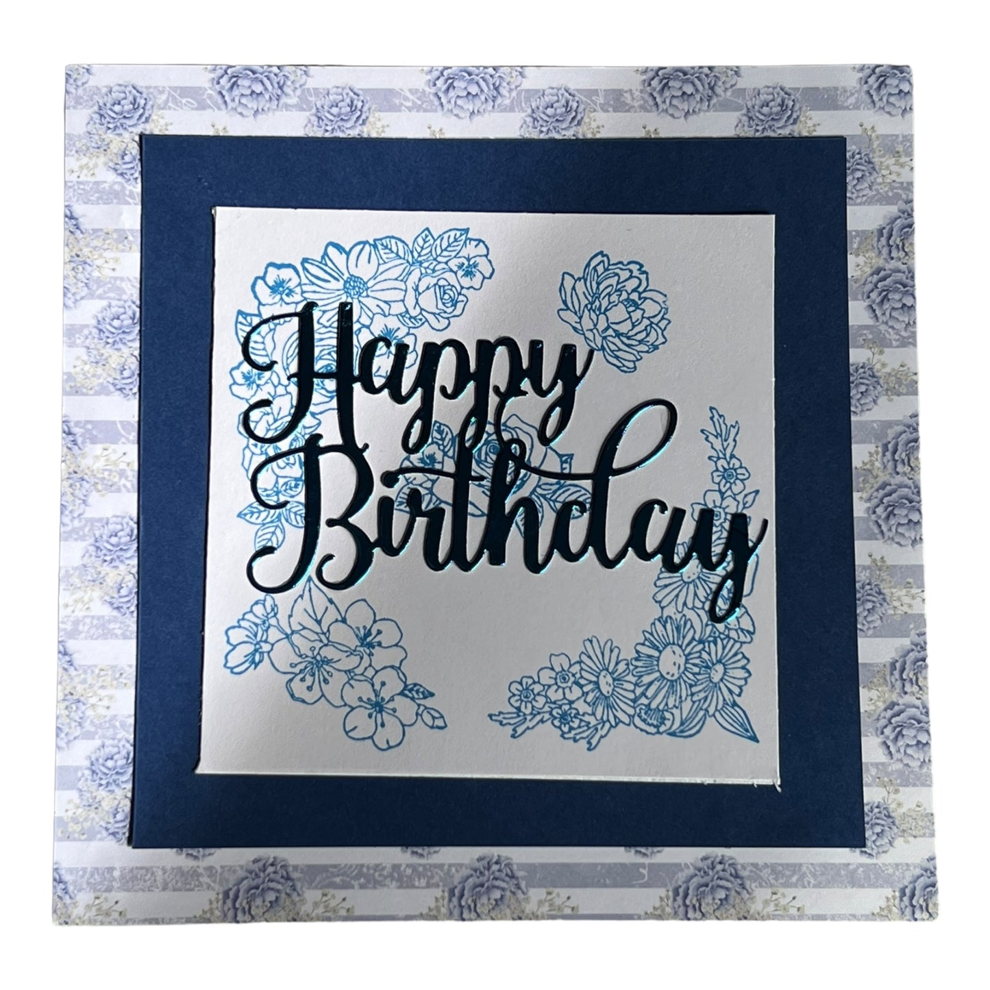 Blue Floral Birthday Card