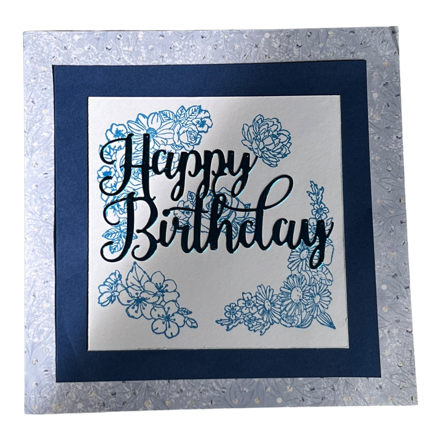 Blue Floral Birthday Card