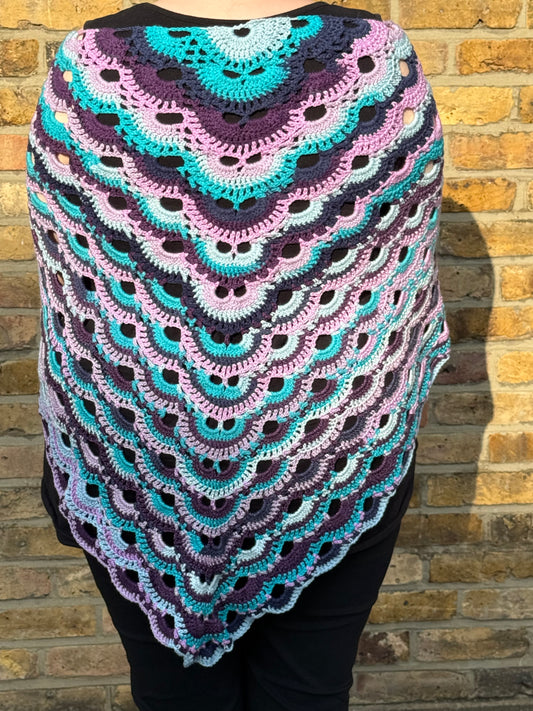 Crochet Virus Shawl - Blue and Purple