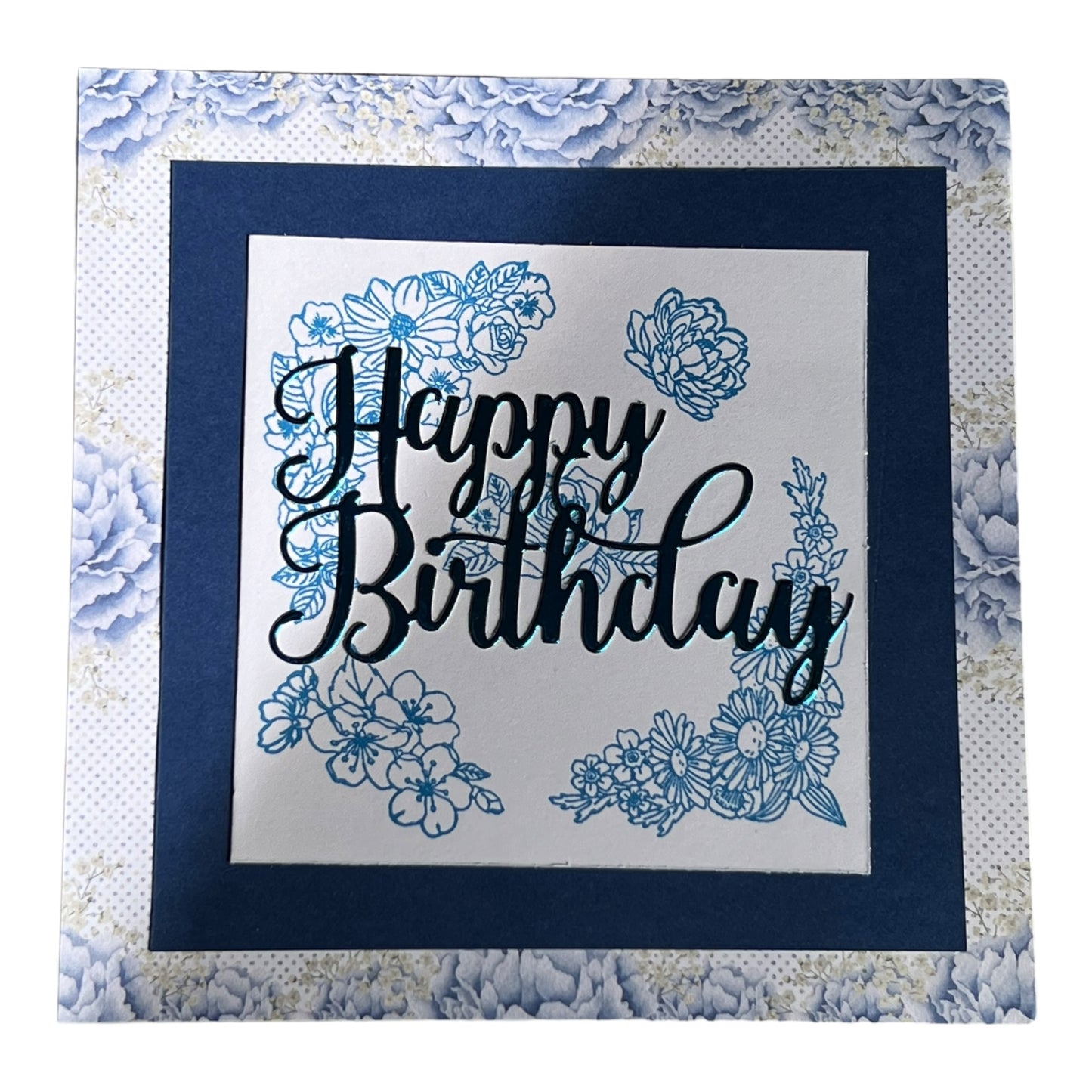 Blue Floral Birthday Card