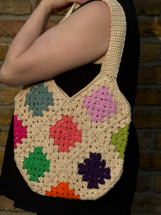 Crochet Tote Bag - Paint Tiles Option 1