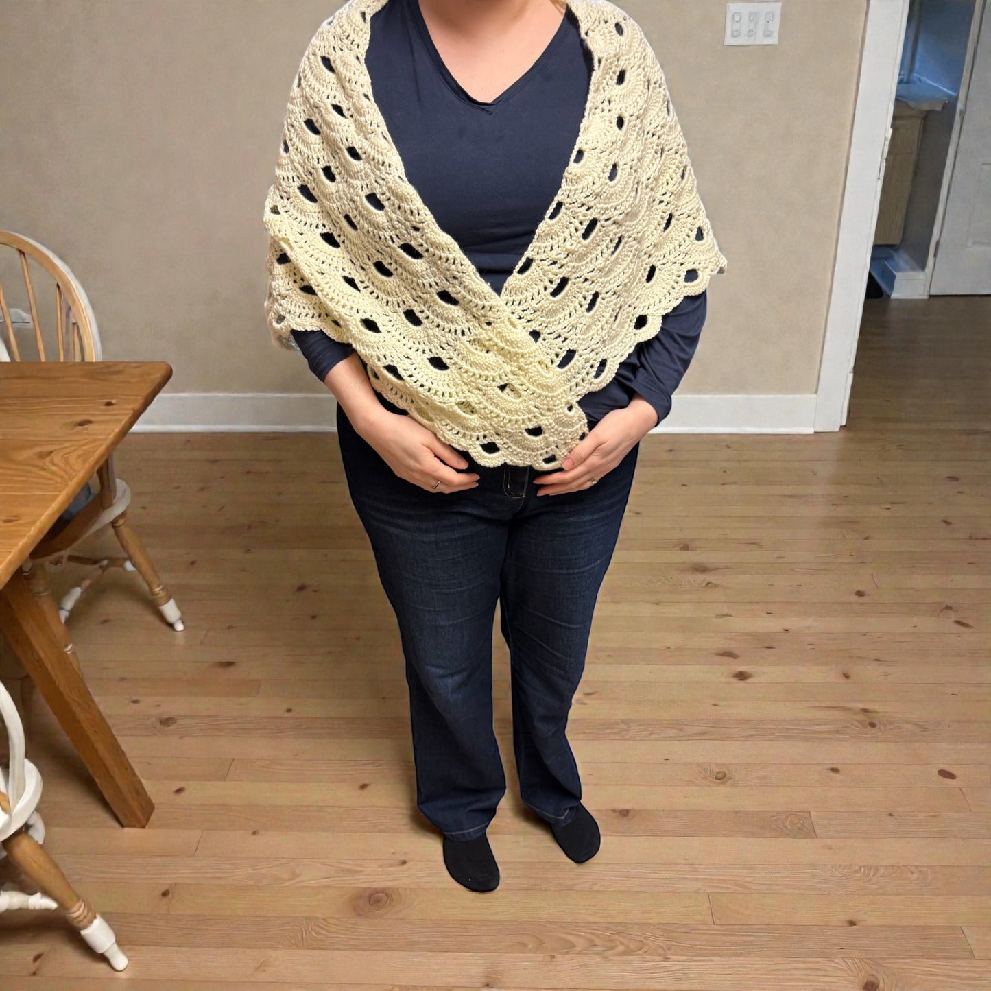 Crochet Virus Shawl - Cream