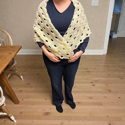 Crochet Virus Shawl - Cream