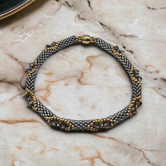 Joanna Bracelet - Silver Lined Grey and Starlight Gold