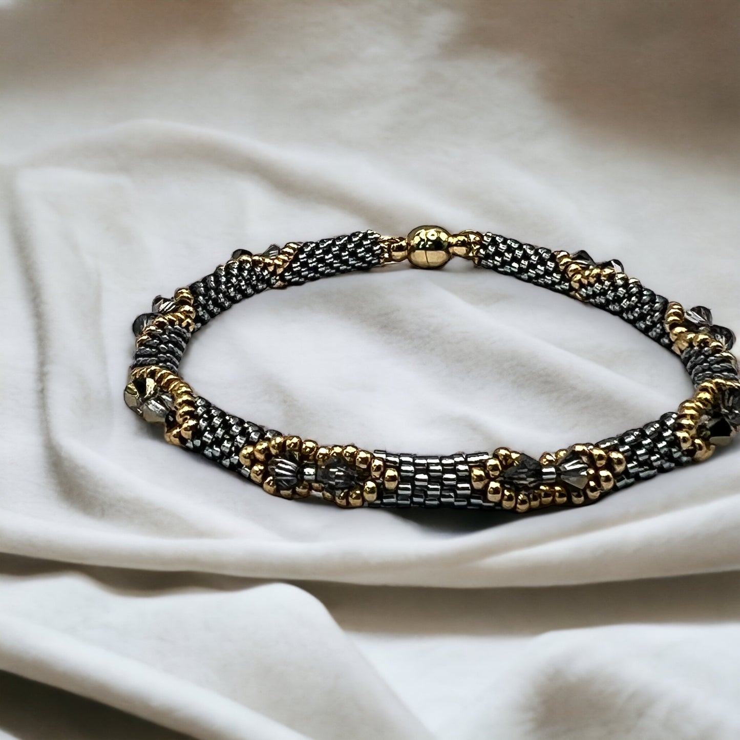 Joanna Bracelet - Silver Lined Grey and Starlight Gold