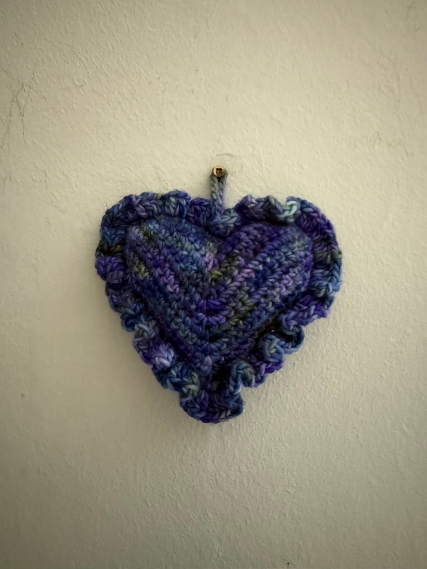 Crochet Hanging Heart - Blue and Green Mix