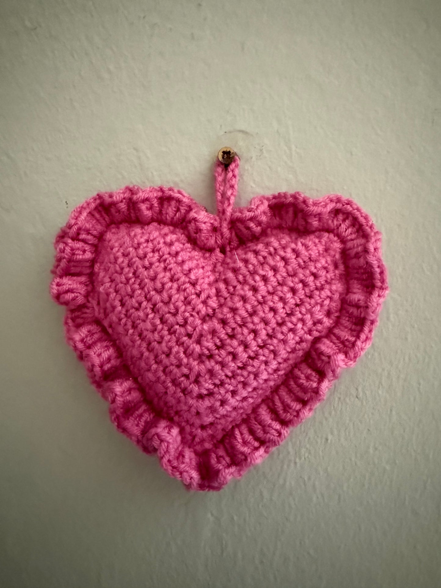 Crochet Hanging Heart - Dark Pink