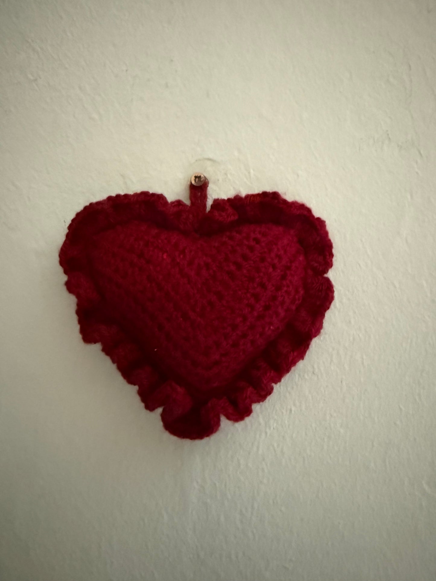 Crochet Hanging Heart - Burgundy