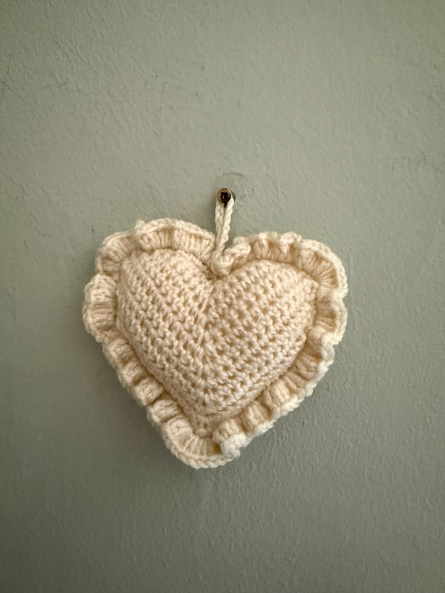 Crochet Hanging Heart - Cream