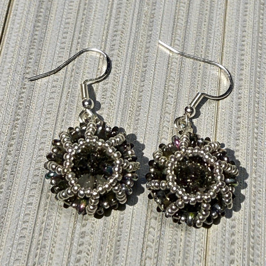 Limited Edition Swirly Earrings Silver and Black