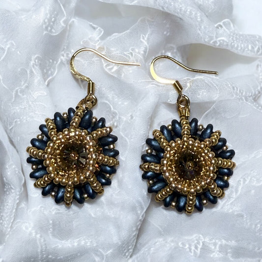 Limited Edition Swirly Earrings Blue and Gold