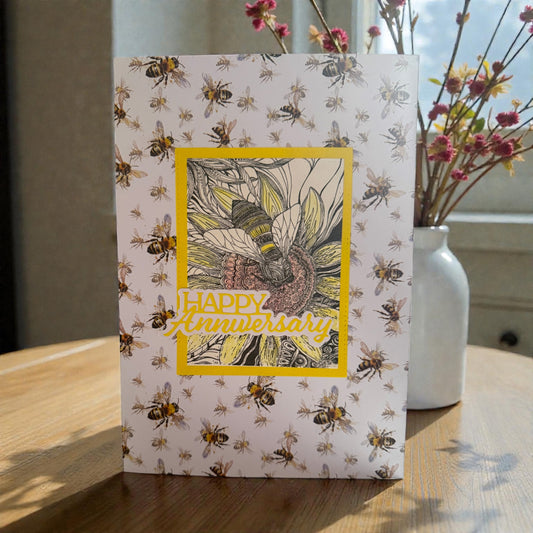Bee Anniversary Card - 10x7in