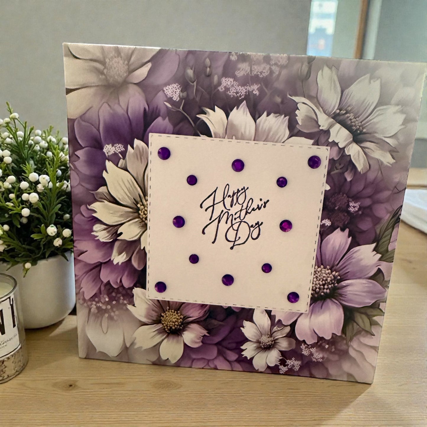 Floral Mother's Day Card - 6x6in - Purple