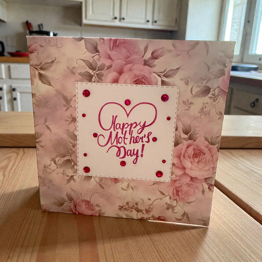 Floral Mother's Day Card - 6x6in - Pink